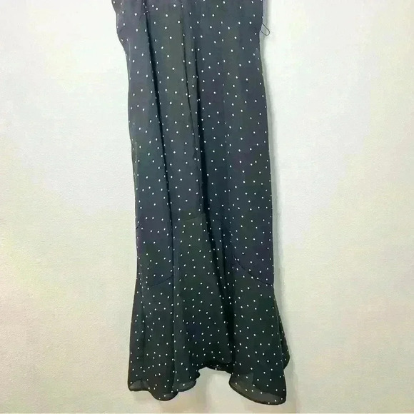 Who What Where Ruffle High Neck Black and White Polka Dot Midi Dress Size Small - Picture 6 of 12